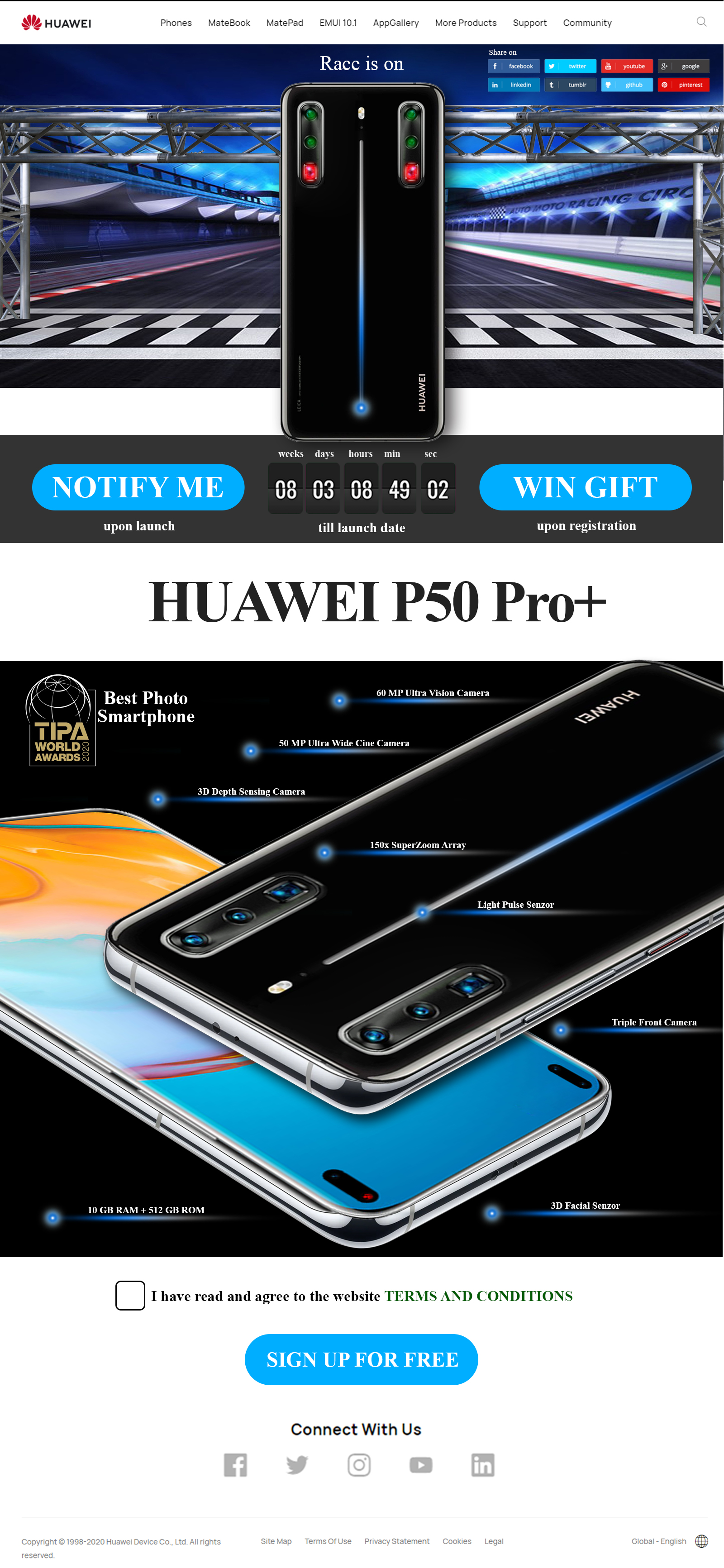 Huawei P50 Pro+ — Landing Page